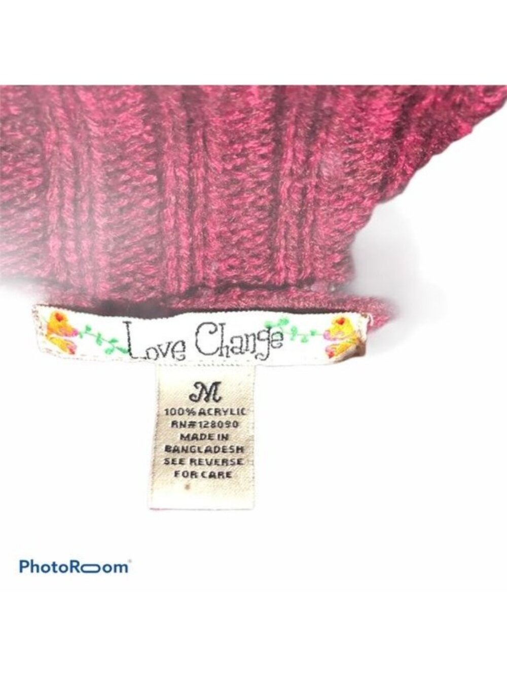 love change cowl neck purple pink knit sweater long sleeve knit button neck READ - Picture 3 of 7